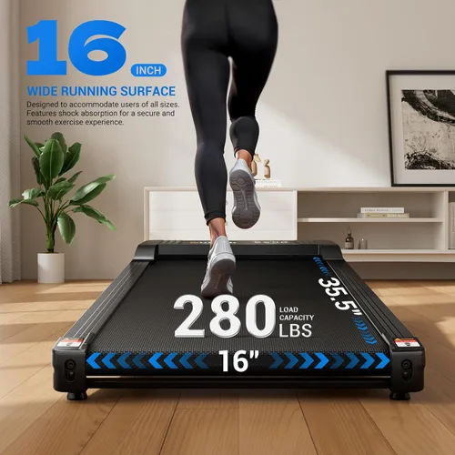 Miniatura 9 de YUEJIQI Caminadora para debajo del escritorio con inclinación para oficina en casa, 2.5 HP portátil caminadora con capacidad de peso de 280 libras