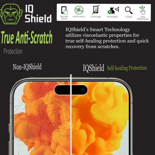 Miniatura 5 de IQShield Paquete de 2 protectores de pantalla para iPhone 15 Pro Max, fácil de instalar, ultra fino, antiarañazos, antiburbujas, resistente a