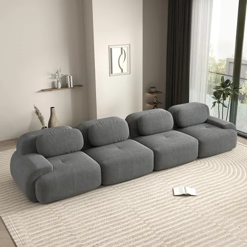Miniatura 44 de Sofá biplaza moderno de 80 pulgadas para sala de estar, sofá de pana en forma de nube con asiento profundo, sofá modular negro, sofás de dos plazas