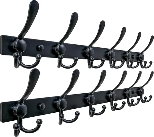 Miniatura 13 de Dseap - Perchero para montaje en pared, base resistente calibre 12 vs Flimsy de 0.039 pulgadas, ganchos sólidos antidesgarros, montaje en perno