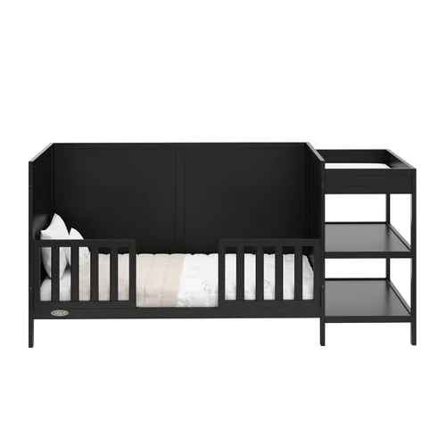 Miniatura 7 de Graco Theo - Cuna y cambiador convertible 5 en 1 (Negro) Certificado GREENGUARD Gold, se convierte en cama de día, cama infantil, cama