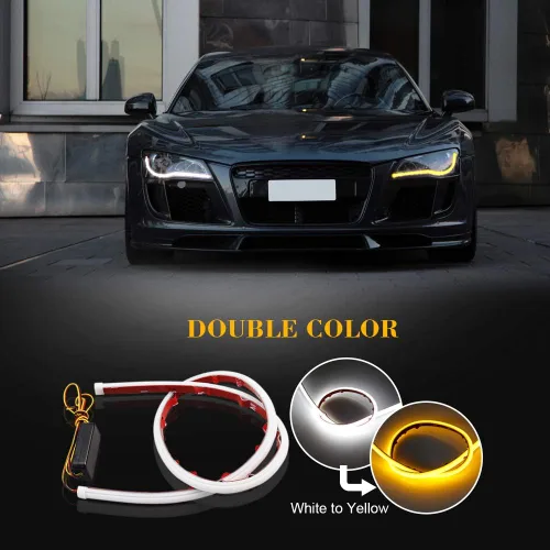 Miniatura 5 de Show Glow 2X 23 Pulgadas Luz LED de Tubo de Doble Color Blanco-Ámbar para Faros de Coche, Luz DRL de Marcha Diurna y Lámpara de Señal de Giro, 60CM