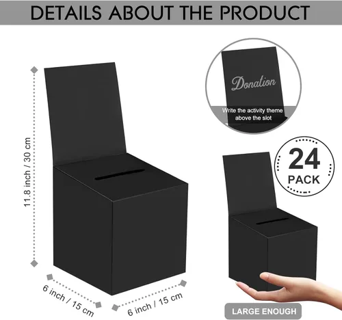 Miniatura 2 de 24 paquetes de cajas de sorteo, caja de votación, caja de sugerencias con ranura, 15.24 x 15.24 x 15.24 cm, cajas de cartón para sorteos con ranura