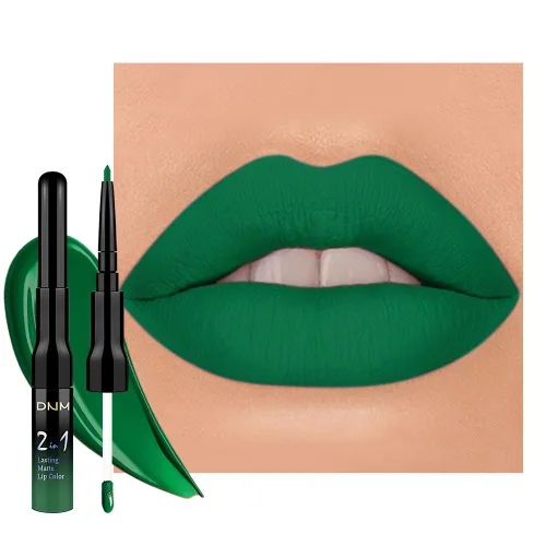 Miniatura 31 de 3 piezas 2 en 1 Set de delineador y lápiz labial líquido de color negro oscuro, púrpura y azul real para mujeres, tinte labial de larga duración, a