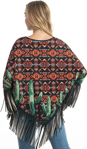 Miniatura 2 de Montana West Poncho con estampado de caballo azteca para mujer capa de chal con flecos de vaquera occidental