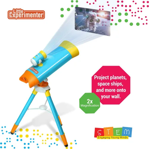 Miniatura 4 de Little Experimenter Telescopio Proyector para Niños, Telescopios para Niños y 24 Imágenes del Espacio, Libro Educativo Incluido, Juguetes