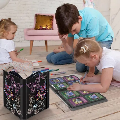 Miniatura 3 de Carpeta para tarjetas coleccionables de 4 bolsillos, 160 tarjetas, libro con banda elástica que se adapta a la mayoría de tarjetas