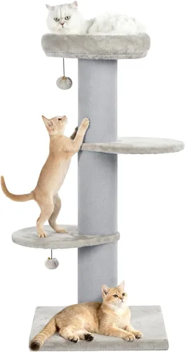 Miniatura 9 de Cat Craft Poste Rascador para Gatos con Cama Poste Rascador de Alfombra con Percha Poste para Gatos de Interior Torre de Árbol para Gatos, Marrón