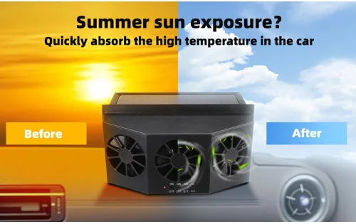 Miniatura 3 de Riloer Ventilador de coche con energía solar, ventilador de escape de automóvil con energía solar, radiador de automóvil, elimina el olor peculiar