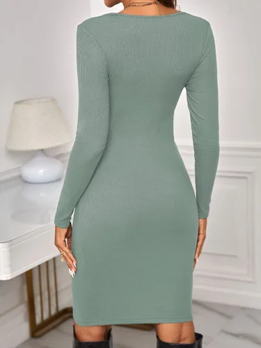 Miniatura 2 de Verdusa Vestido ajustado de maternidad con cuello redondo y manga larga para mujer