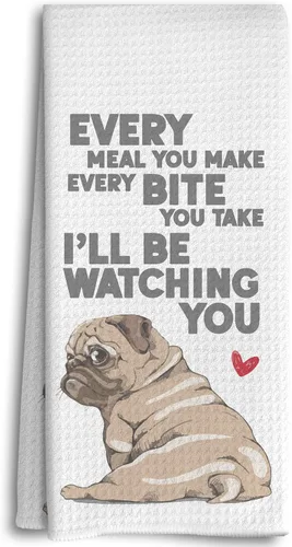 Miniatura 15 de Toallas de Cocina Divertidas, Cada Comida Que Haces Cada Bocado Que Tomas - Bulldog Continental Toallas de Cocina Decorativas para Regalos de Cocina