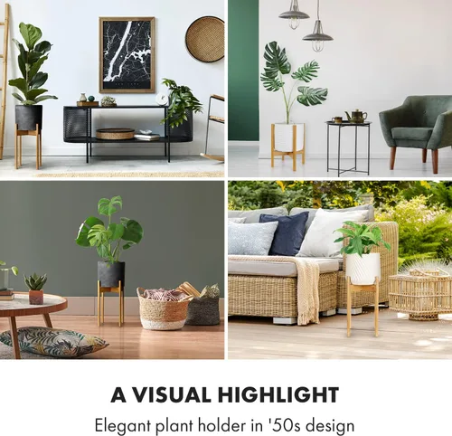 Miniatura 7 de Fox & Fern Soporte Grande Ajustable para Plantas de Interior — 11 a 15 Pulgadas, Soporte Premium de Bambú Estilo Moderno de Mediados del Siglo