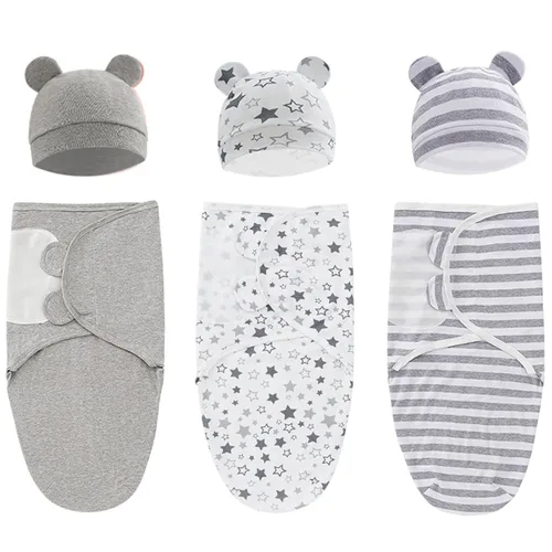 Miniatura 5 de Paquete de 3 Sacos de Dormir Orgánicos para Envolver – Envolturas Ergonómicas para Recién Nacidos de 0-3 Meses – Manta Envolvente para Bebé