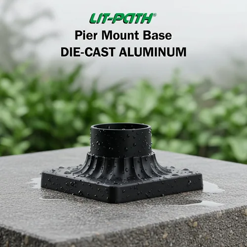 Miniatura 2 de LIT-PaTH Base de montaje de poste para exteriores, base de montaje en muelle para luz de poste estándar de 3 pulgadas, acabado negro mate, paquete