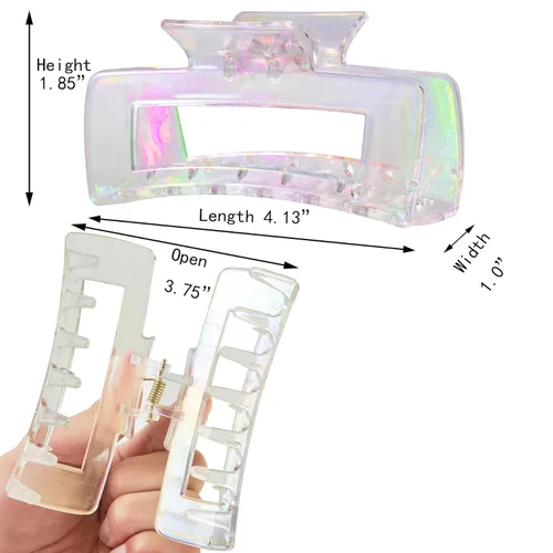 Miniatura 4 de Pinzas grandes para el cabello grueso, fino y fino, dientes de sujeción fuerte, pinzas de mandíbula granate entrelazadas para mujeres, juego de 3
