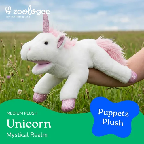 Miniatura 2 de The Petting Zoo Marioneta de peluche de unicornio de mano, regalos para niños, animales de marioneta, juguete de peluche interactivo de unicornio