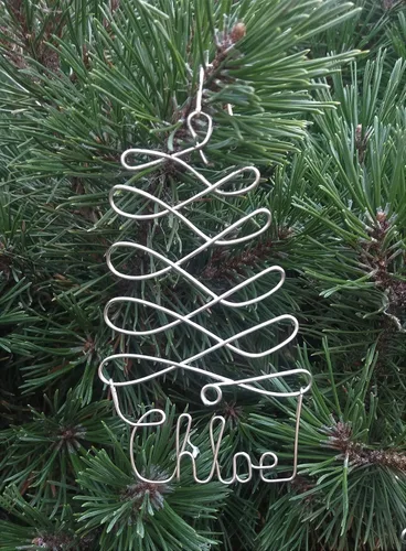 Miniatura 8 de Adornos de Navidad personalizados, árbol plateado, dorado o rojo con cualquier nombre, etiqueta de nombre de regalo, adorno de nombre personalizado