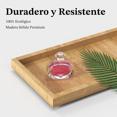 Miniatura 9 de LEMIKKLE Organizador de Baño para Encimera, Organizador de Mostrador para Decoración de Baño, Estante de Fregadero de Madera para Almacenamiento