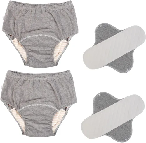 Paquete de 2 pañales lavables para incontinencia para hombres/mujeres, pañal de tela para adultos a prueba de fugas de TPU con insertos, Gris