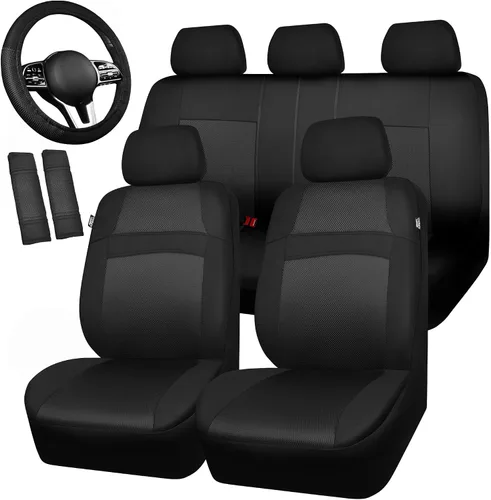 Miniatura 8 de CAR PASS - Fundas de asiento universales de 13 piezas de malla de aire 3D - 100% transpirables, juegos completos, cubierta de volante y cinturón