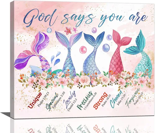 Miniatura 28 de Arte de pared de colibrí cristiano con texto en inglés "God says you ers", impresiones en lienzo, pintura rústica de pájaros de campo, obras de arte