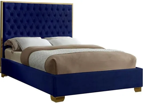 Miniatura 23 de Meridian Furniture Colección Lana Modern Cama tapizada de terciopelo contemporáneo con acolchado profundo detallado y patas doradas, tamaño Verde