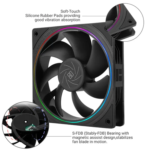 Miniatura 4 de Thermalright Ventilador de CPU TL-S12, ventilador PWM, efecto de luz de apertura fina, conector PWM de 4 pines con apertura ARGB, ventilador