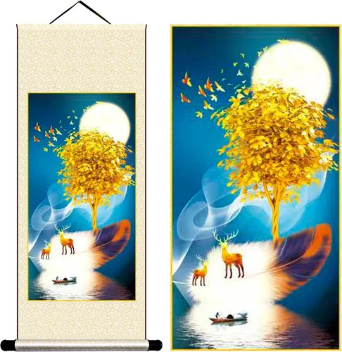 Miniatura 14 de Grace Art Pergamino de pared asiático, Yin acuático y yang