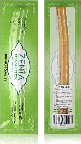 Zenia Sewak - Cepillo de dientes natural Miswak - Cepillo de dientes tradicional Peelu sellado al vacío, para encías, dientes y aliento más fresco