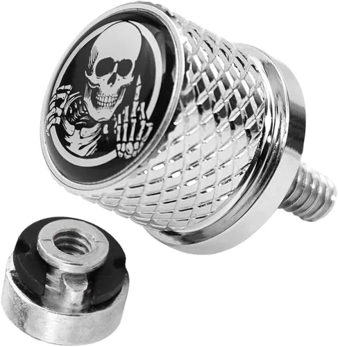 Miniatura 9 de Tornillo de acero inoxidable moleteado para asiento de guardabarros, rosca de 1/4 pulgadas - 20 para Harley Davidson 1996-2020, esqueleto de dedo