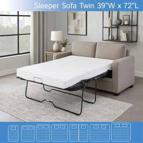 Miniatura 2 de Protector de colchón para sofá cama tamaño individual, 39 pulgadas de ancho x 72 pulgadas de largo x 5 pulgadas de profundidad, funda impermeable