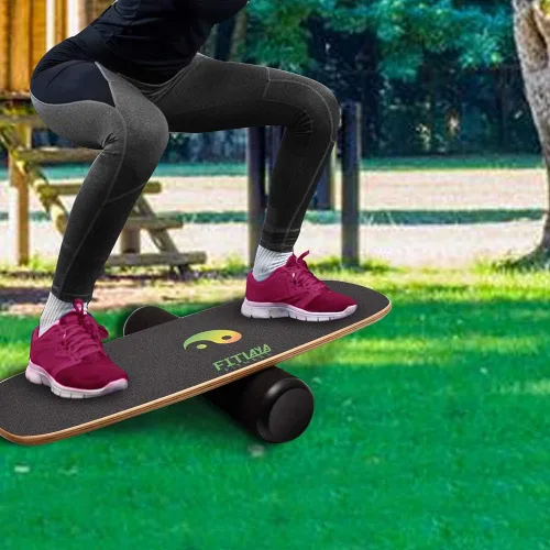 Miniatura 6 de Fitlaya Fitness Equipo de entrenamiento de madera para entrenamiento de fitness, hockey, patineta, surf y snowboard