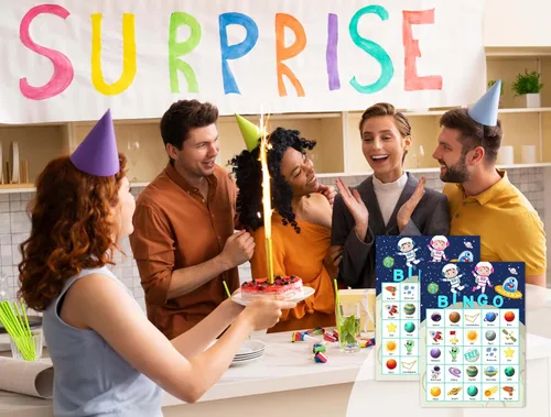 Miniatura 4 de Space Games Tarjetas de bingo, juego de bingo con tema cósmico, juego espacial para familiares y amigos, grandes actividades de grupo multijugador