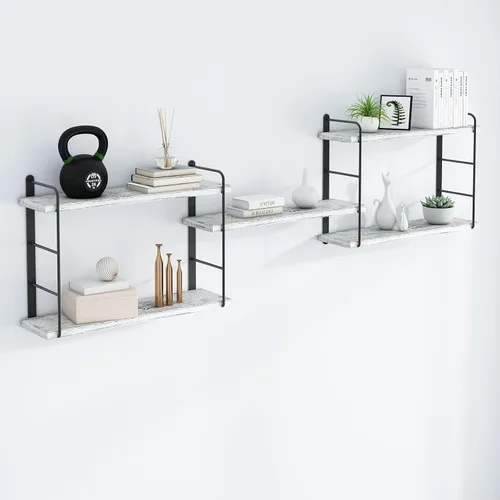 Miniatura 12 de MXCSE Estantes de pared, estanterías montadas en la pared, estantes flotantes de bricolaje para pared, estantes colgantes de madera para habitación