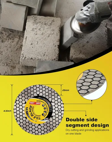 Miniatura 4 de Hoja de azulejo de 4.5" para corte de porcelana Hoja de corte y rectificado para azulejos de granito, mármol y porcelana