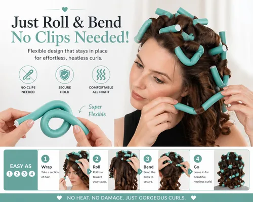 Miniatura 8 de My Beauty Spot Flexi Rods - Rodillos de espuma de 1 pulgada de diámetro, calidad profesional de salón, 10 rodillos de goma para cabello largo, Azul