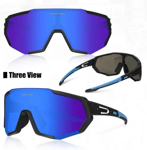 Miniatura 2 de Queshark - Gafas de ciclismo, lentes de sol deportivos para hombres y mujeres, 1 lente polarizada 2 HD, lentes de sol polarizados para ciclismo