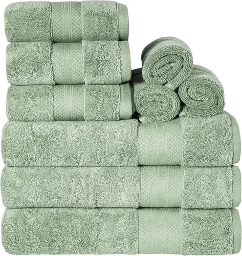 Miniatura 72 de Superior Juego de toallas de algodón turco de 9 piezas, 3 toallas de baño, 3 manos, 3 toallas faciales para el hogar, artículos esenciales de baño