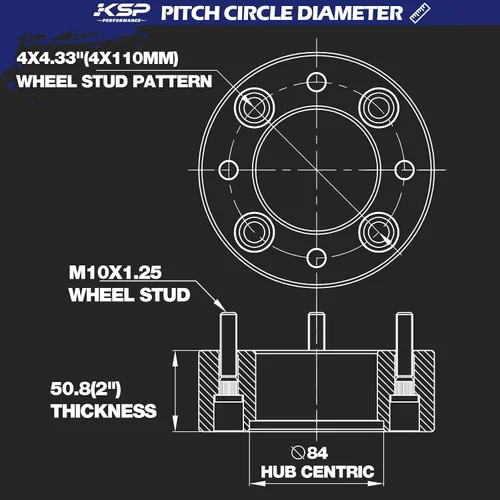 Miniatura 4 de KSP - Espaciadores de rueda de 4 x 110 de 2 pulgadas, ATV UTV forjados, compatibles con Honda Rancher Fourtrax Foreman Rubicon, pernos M10x1.25