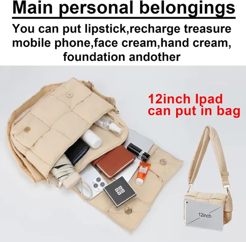 Miniatura 6 de NAARIIAN Bolso de hombro acolchado de nailon tejido bolso cruzado de diseñador engaña a las mujeres bolso de plumón