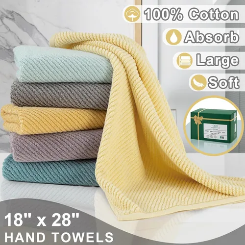 Miniatura 243 de VOOVA & MOVAS Toallas de mano blancas - 100% algodón Ligeras Gruesas Secado rápido Suaves Absorbentes, paquete de 4 piezas grandes de 18