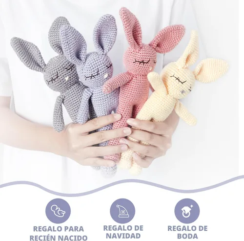 Miniatura 4 de Moni's Choice Peluche de bebé de 11 pulgadas, diseño de conejito de Pascua, suave, autismo, bebé, sueño, regalo para recién nacido, 100% hecho a