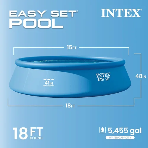 Miniatura 3 de INTEX 26175EH Juego de piscina inflable Easy Set: 18 pies x 48 pulgadas – Incluye bomba de filtro de cartucho de 1500 GPH – Escalera removible