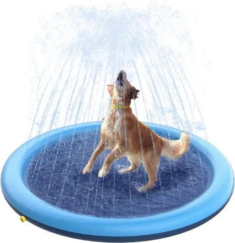 Peteast Alfombrilla de salpicaduras para perros y niños – Piscina antideslizante para perros grandes, 0.023 in de grosor, duradera alfombra de juego