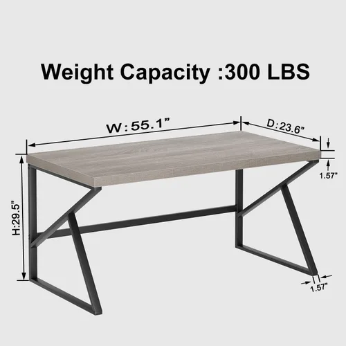 Miniatura 2 de HSH Escritorio para computadora gris, escritorio de madera y metal industrial para oficina en casa, escritorio rústico de granja para PC, laptop