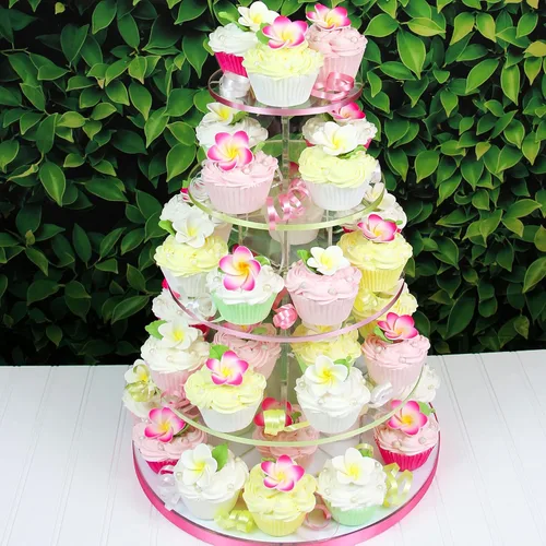 Miniatura 2 de Global Sugar Art Tropical Frangipani Plumeria - Flores comestibles de azúcar, para pastel de boda y cupcakes con hojas, 24 unidades por cuenta