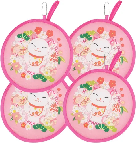 Miniatura 13 de MXY Ventilador plegable redondo plegable de mano para verano, ventilador de mano plegable portátil para uso diario, fiesta, boda, hogar, concierto