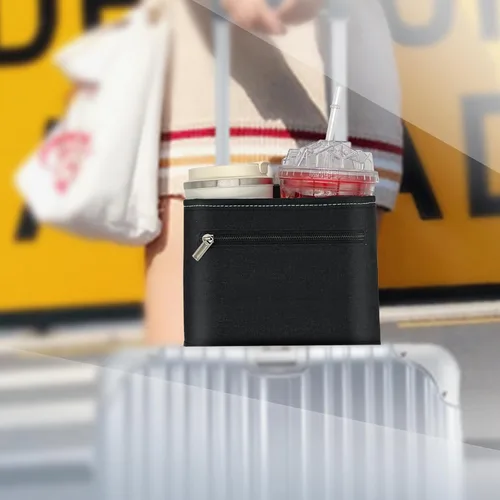 Miniatura 6 de Portavasos para equipaje de viaje, soporte para taza de equipaje, maleta de mano gratis, para bebidas, café, botellas, aperitivos (Jet)