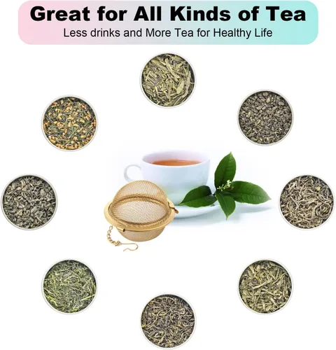 Miniatura 6 de Luckyiren Infusor de bola de té con cadena; filtro de filtro de té de malla fina de acero inoxidable de alta calidad, colador de colador, tamiz
