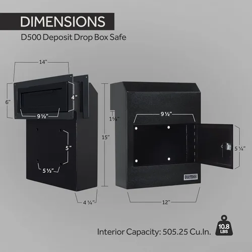 Miniatura 7 de Durabox Caja Fuerte de Depósito de Buzón a Través de la Puerta 12 x 6 x 15 pulgadas - Buzón de Acero Resistente con Cerradura para Recibir Correo